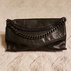 MILLY Black Clutch with Chain Detail